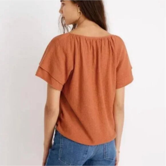 Madewell Texture & Thread Tiered-Sleeve Top Size Small - Picture 3 of 11